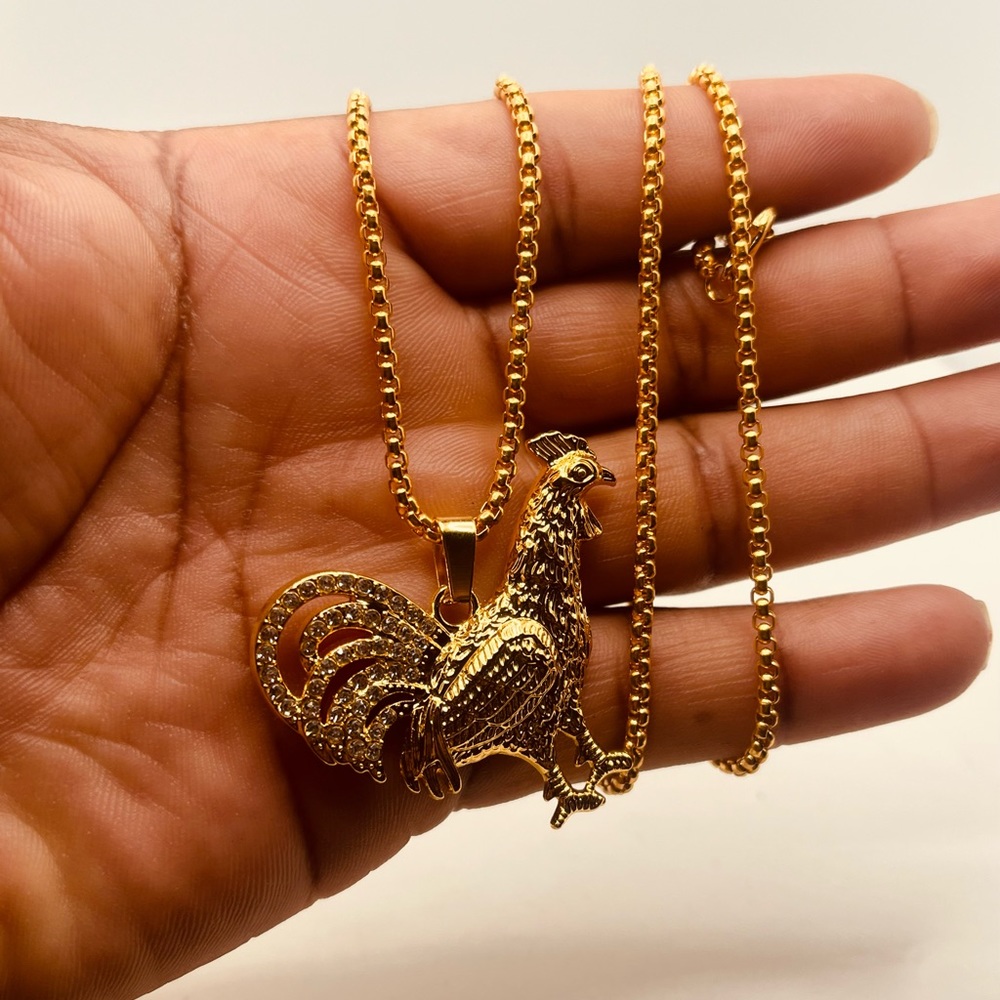 Stainless steel necklace for men’s rooster design